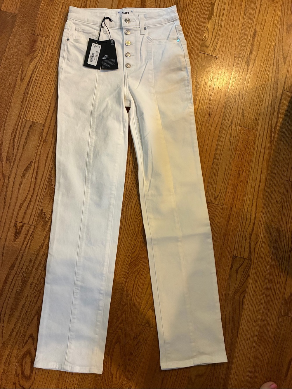 PAIGE Stella Ecru Straight Leg Jeans with Button Fly Size 25